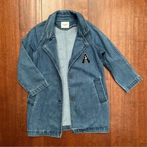 Annil Kid’s Blue Denim Trench Coat Jacket, Size 6 (120-60)